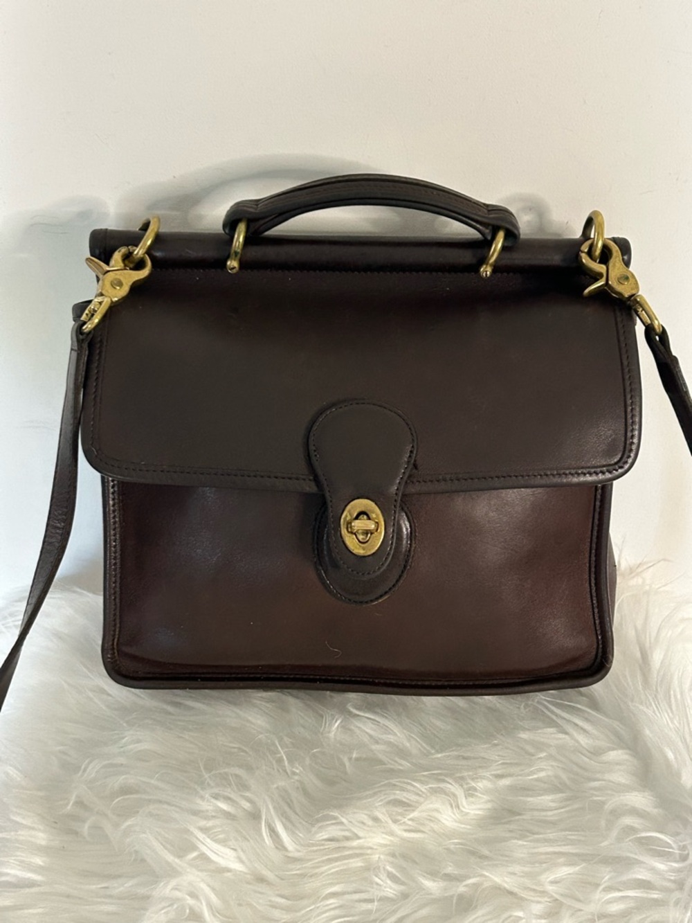 Vintage Coach NYC Station Bag Brown Glove Leather Crossbody Top Handle Rare USA - Picture 5 of 14